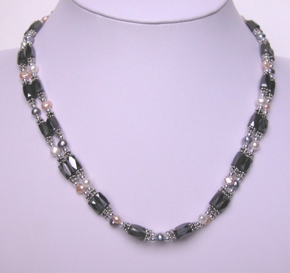 Black Hematite Magnetic Beads & Pearl Necklace bracelet