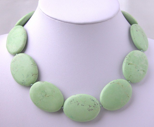 Genuine Great Big Ellipse Flat Turquoise Necklace