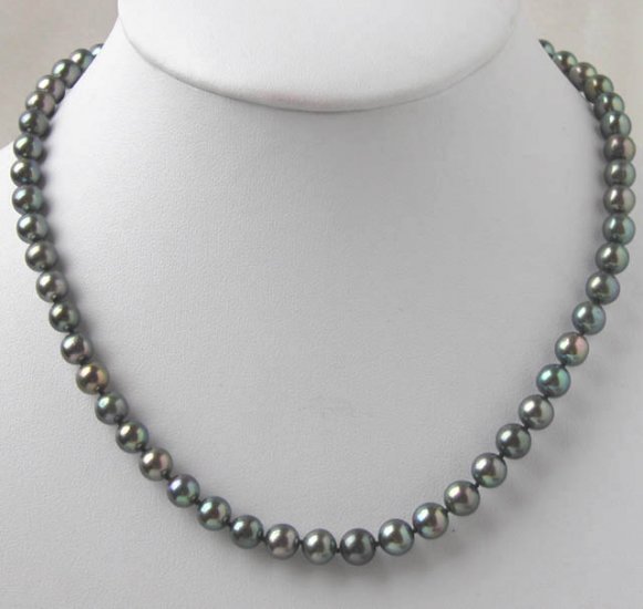 HIGH QUALITY 7-8MM BLACK FRESHWATER PEARL NECKLACE