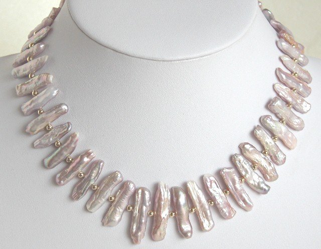 High Quality Biwa Pearl Necklace Lovely Shining Clasp
