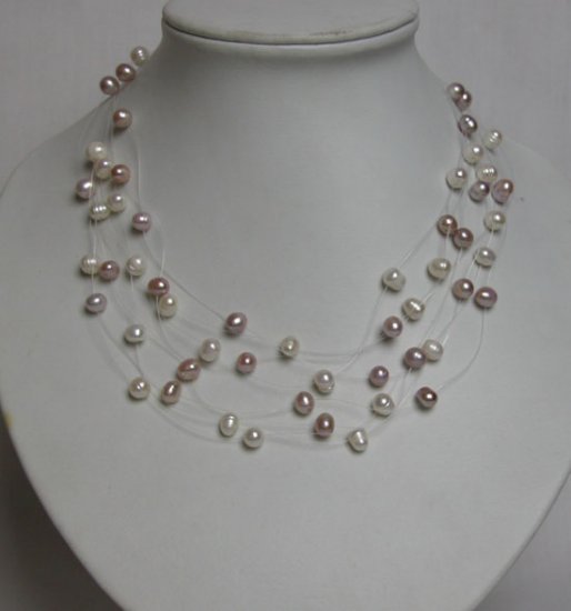 Natural Purple & White Freshwater Pearl Neckalce