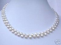 UNIQUE STYLE! GRACEFUL DOUBLE ROWS WHITE PEARLS NECKLACE