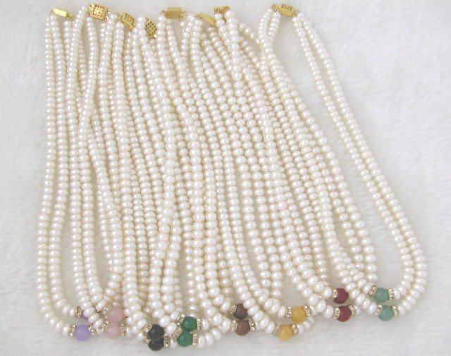 Wholesale 2 Strands White Freshwater Pearl Necklace
