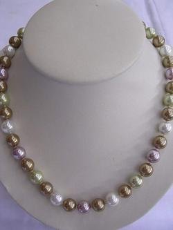 12mm RARE 3-color Tahitian Sea Shell Pearl Necklace
