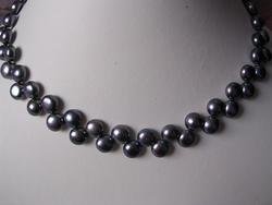 2 row super Fresh water black pearl necklace