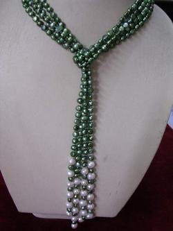 2-strand Green fresh water pearls necklace