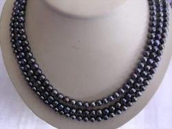 3 ROWS BLACK FRESHWATER PEARL NECKLACE