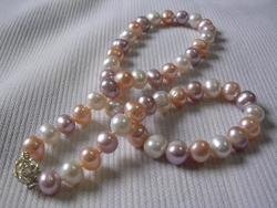 9mm nature real 3-color fresh water pearl necklace S925