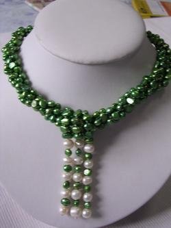 Rare 3-strand green fresh water necklace