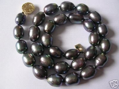 Super 10-11MM black seashell pearl necklace