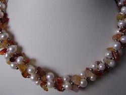 beautiful agate with pearl necklace