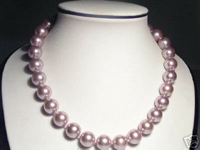 14mm Lustrous Purple Seashell Pearls Necklace
