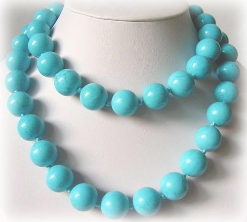 AAA+ 34'' 16mm Blue Turquoise Necklace