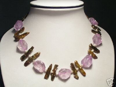 Baroque Yellow FW Pearls&Crystal Necklace