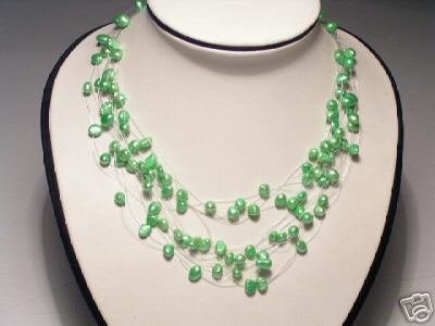 Charming Real 15-Srd Green FW Pearls Neckalce