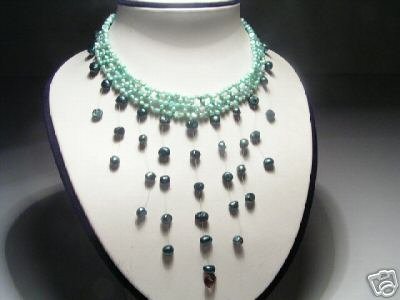 Elegant 3-Row Green FW Pearls&Amethyst Necklace