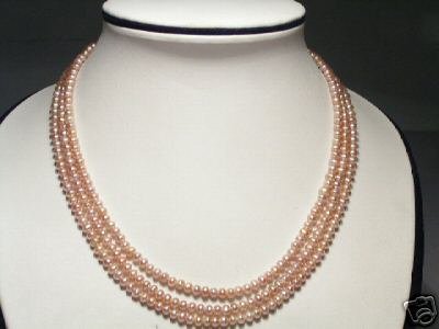 Luster 3-Srd Real Pink FW Pearls Necklace