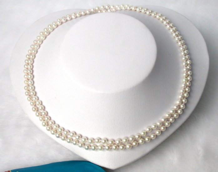 35'' Akoya 7.5mm sea water round white pearls Necklace