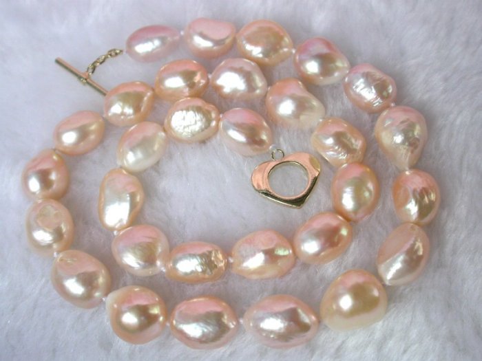 classic 18'' 13mm baroque pink cultured pearls necklace