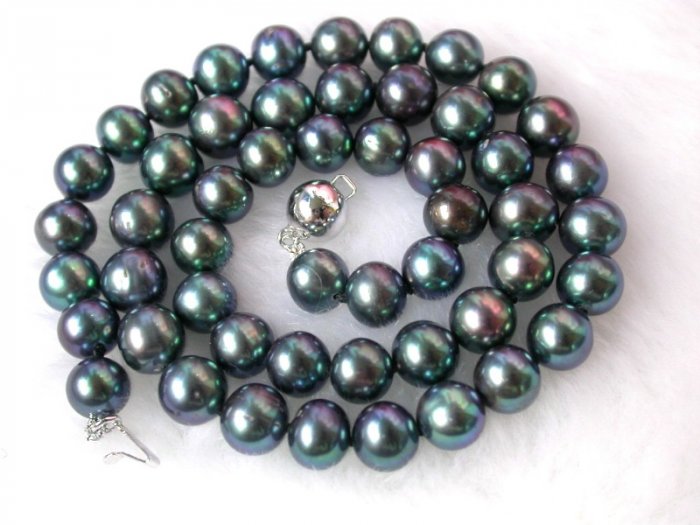 classic 9mm round black freshwater pearls Necklace
