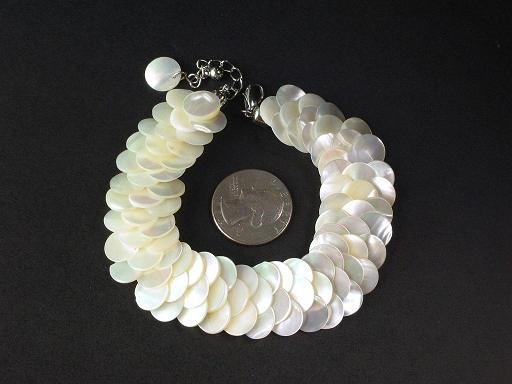 Bracelet White MOP Thin Slice Knit