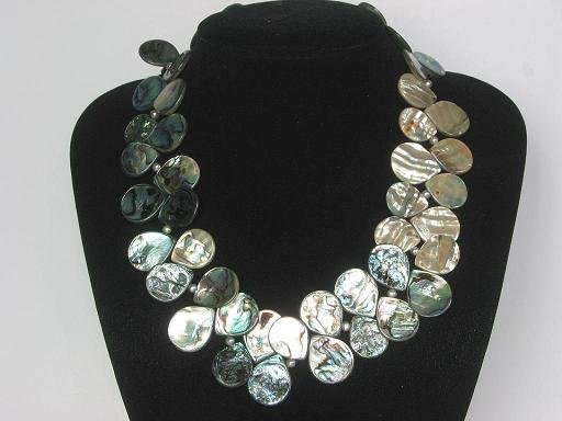 Necklace Abalone Shell Tear Drops Rainbow Shine