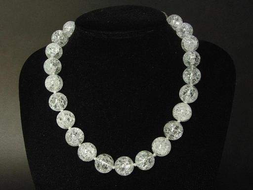 Necklace Clear White Cracky Quartz 16mm Round Beads