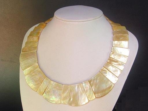 Necklace Golden MOP Large and Small Rectangle 33mm