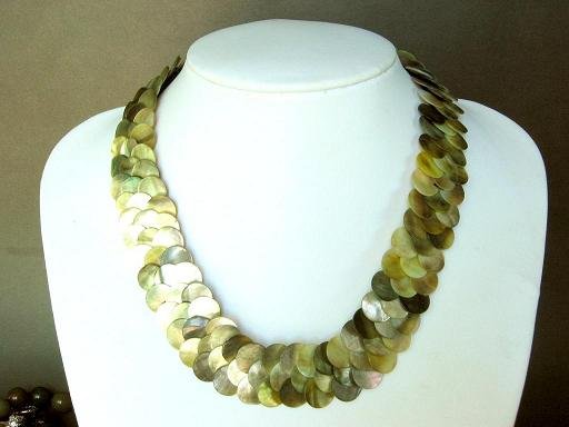 Necklace Grey Abalone Shell Thin Slice Knit