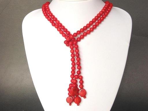 Necklace Red Coral 45'' 1 Strand Beads