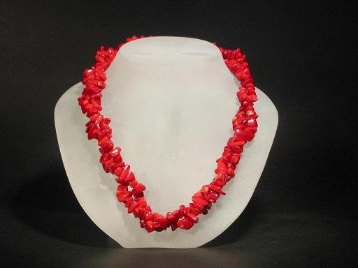 Necklace Red Coral Double Twist Nugget Chips