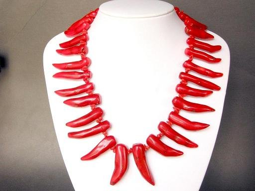 Necklace Red Coral Huge Chilli-pepper Shaped