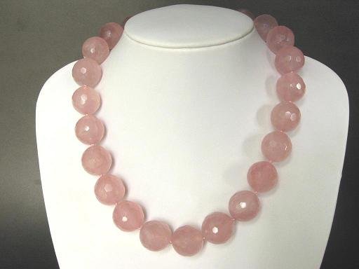 Necklace Rose Pink Quartz 128 Facet Large 18mm Bead