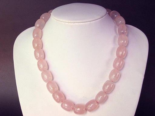 Necklace Rose Pink Quartz 16mm Round Bucket Stones