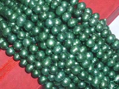 10 strand 6-7 mm bottle-green freshwater pearl