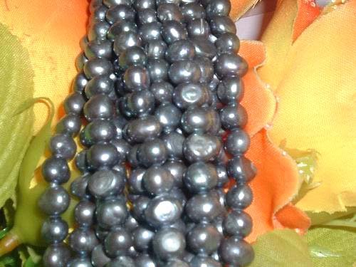 10 strand 6-7 mm nugget freshwater pearl-black