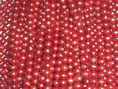 10 strand 6-7 mm red freshwater pearl string
