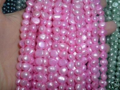 10 strand 7-8 mm nugget freshwater pearl loose string-light pink