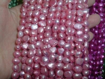 10 strand 7-8 mm nugget freshwater pearl loose string-pink