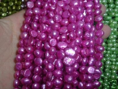 10 strand 7-8 mm nugget freshwater pearl loose string-purple pin