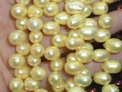 5 strand 8-9x12-13 mm lemon yellow freshwater pearl