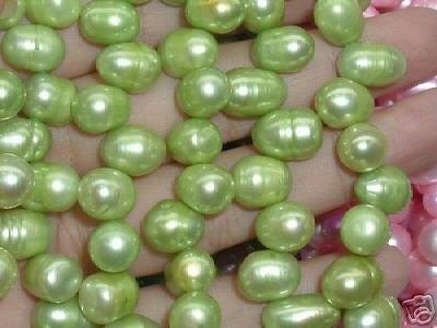 5 strand 8-9x12-13 mm peak green freshwater pearl