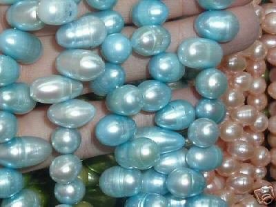 5 strand 8-9x12-13 mm sky-blue freshwater pearl