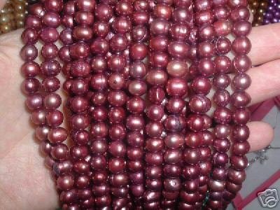 A++ 10 strand 6-7 mm potato freshwater pearl-wine red