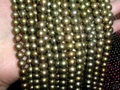 A++ 20 strand 7-8 mm potato freshwater pearl-green