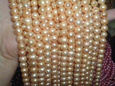 A++ 10 strand 7-8 mm potato freshwater pearl-light champagne