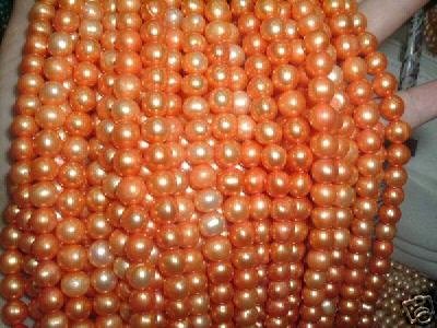 A++ 10 strand 7-8 mm potato freshwater pearl-orange