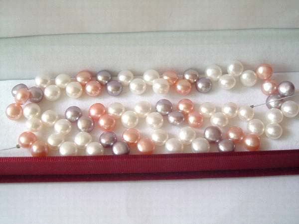 AA+ 10 strands 8 mm pushbutton freshwater pearl