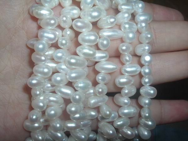 AA++7 strand WHITE freshwater pearl loose string