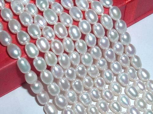 AAA 10 strand 5-6 mm white rice freshwater pearl string